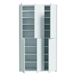 Rackhams Alice Springs Tall Shoe Cabinet with 6 Doors Push-to-Open in Light Grey - Matt - Standard - Light Grey - thumbnail 5