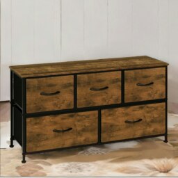 Rackhams Bedroom Dresser With 5 Fabric Storage Drawers Rustic Brown - thumbnail 6
