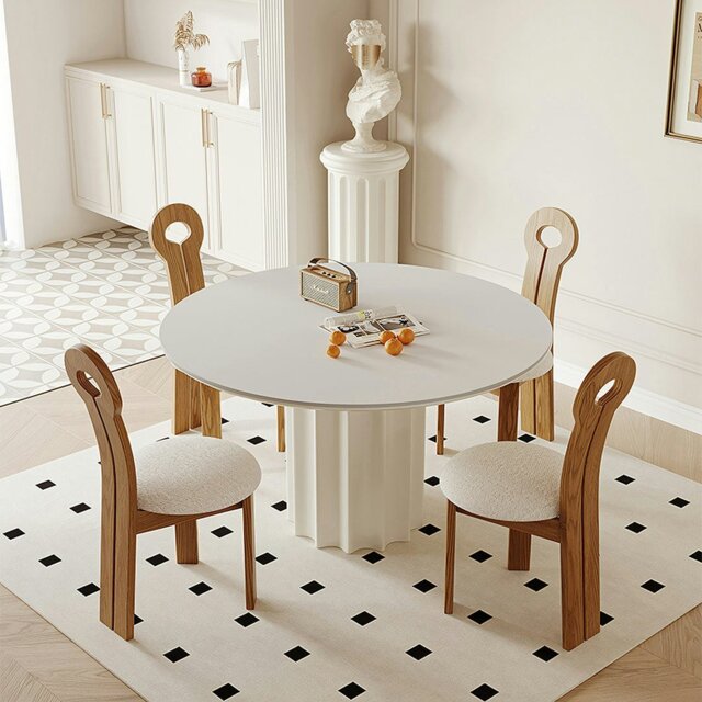 Rackhams Heman Round Dining Table, White & Cream - ⌀90cm - image 1