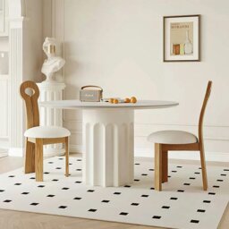 Rackhams Heman Round Dining Table, White & Cream - ⌀90cm - thumbnail 4