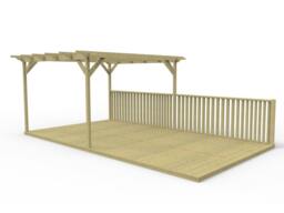 Rackhams Rectangular Pergola And Decking Kit With Balustrade V.5 - Rustic Brown - 2.4m x 3.6m - thumbnail 2