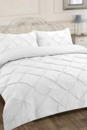 Rackhams Pintuck Pleated Duvet Cover Set Bedding - White - Super King - thumbnail 1