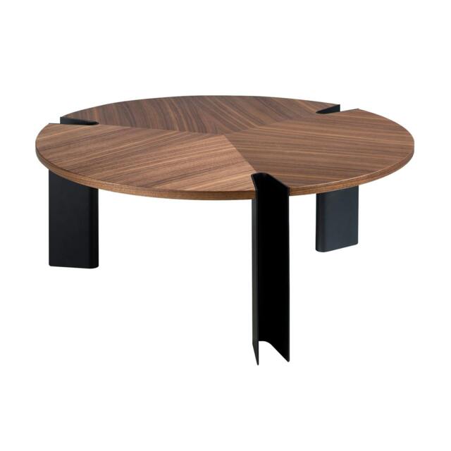Rackhams Round Coffee Table Walnut and Black Steel 2113 - image 1