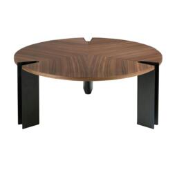 Rackhams Round Coffee Table Walnut and Black Steel 2113 - thumbnail 2