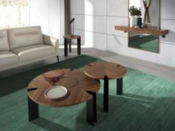 Rackhams Round Coffee Table Walnut and Black Steel 2113 - thumbnail 6