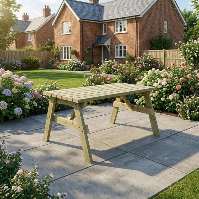 Rackhams Victoria Wooden Garden Table, Outdoor Picnic Dining Desk - Without expert assembly - 180cm - image 1