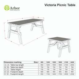 Rackhams Victoria Wooden Garden Table, Outdoor Picnic Dining Desk - Without expert assembly - 180cm - thumbnail 3