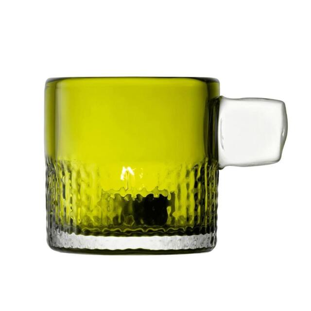 Rackhams LSA Glass Tealight Holder with Handle 9cm Olive - 9cm - 1 - Glass - image 1