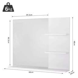 Rackhams Modern Bathroom Mirror, Wall-mounted Vanity Mirror with 3 Tiers Storage Shelves for Make Up, White - White - thumbnail 3