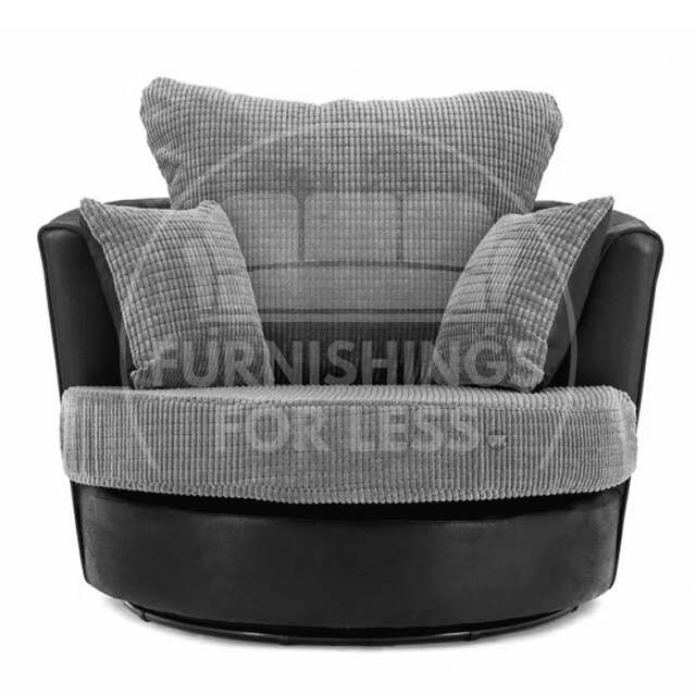 Rackhams Luca Fabric Swivel Chair - Black and Grey - image 1