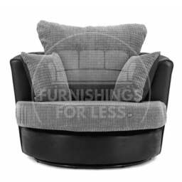 Rackhams Luca Fabric Swivel Chair - Black and Grey