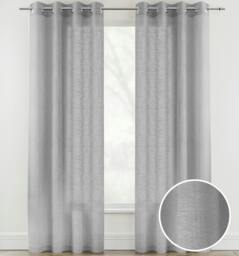 "Rackhams Crete Linen Look Sheer Voile Panel Pair with Eyelet Header - Ideal for Living Rooms & Bedrooms - Silver - 57"" (145cm) Width x 54"" (137cm) Drop"