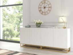 Rackhams Sophisticated White Sideboard with Fluted Fronts & Gold Legs – 200cm Storage Unit - 200 cm - white - 1 - thumbnail 6