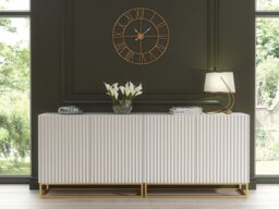 Rackhams Sophisticated White Sideboard with Fluted Fronts & Gold Legs – 200cm Storage Unit - 200 cm - white - 1 - thumbnail 3