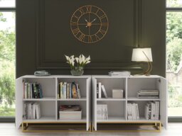 Rackhams Sophisticated White Sideboard with Fluted Fronts & Gold Legs – 200cm Storage Unit - 200 cm - white - 1 - thumbnail 4