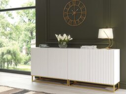 Rackhams Sophisticated White Sideboard with Fluted Fronts & Gold Legs – 200cm Storage Unit - 200 cm - white - 1 - thumbnail 5