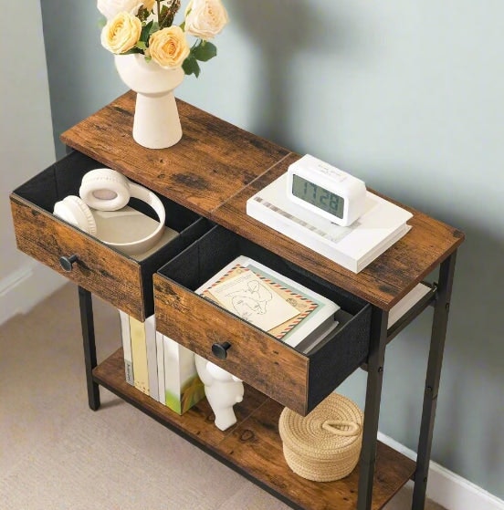 Rackhams Rustic Console Table with Storage - Ideal for Living Room and Hallway - image 1