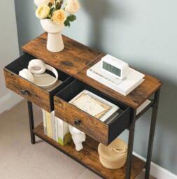 Rackhams Rustic Console Table with Storage - Ideal for Living Room and Hallway