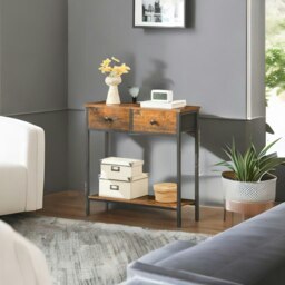 Rackhams Rustic Console Table with Storage - Ideal for Living Room and Hallway - thumbnail 6