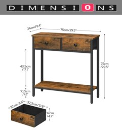 Rackhams Rustic Console Table with Storage - Ideal for Living Room and Hallway - thumbnail 3