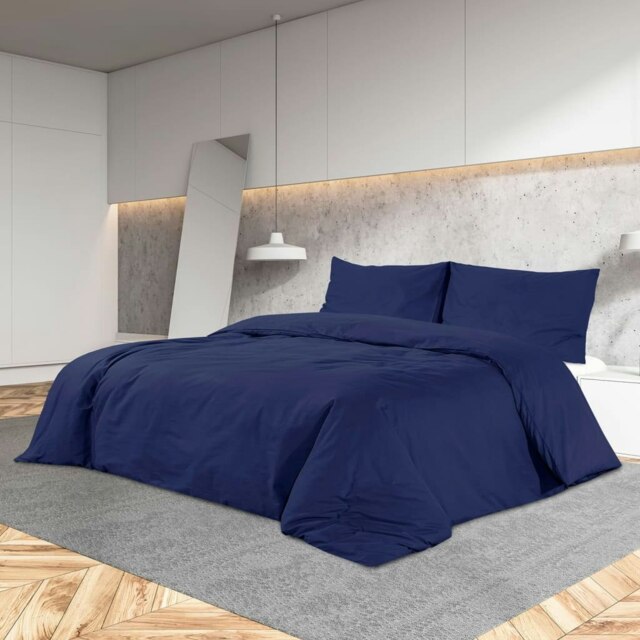Rackhams Duvet Cover Set Navy Blue 260x240 cm Cotton