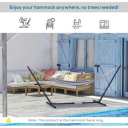 Rackhams 3.1–3.8m Adjustable Universal Hammock Stand Metal Frame Garden Camping Picnic Outdoor Patio Replacement – Stand Only - thumbnail 6