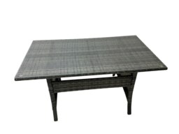 Rackhams Outdoor PE Rattan Sofa Set with Dining Table Patio Garden Furniture Sets with Chair Big Stool Side Table Dark Grey Mixed - thumbnail 2