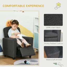 Rackhams 2 in 1 design Kids Sofa Armchair with Footrest for Children Playroom Bedroom Living Room, 55 x 50 x 67cm, Grey - thumbnail 5