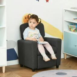 Rackhams 2 in 1 design Kids Sofa Armchair with Footrest for Children Playroom Bedroom Living Room, 55 x 50 x 67cm, Grey - thumbnail 2