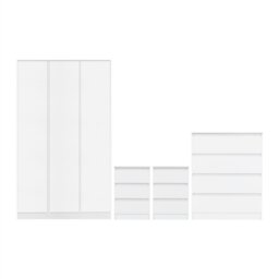 Rackhams Malvern 4 Piece Bedroom Set with 3 Door Triple Wardrobe - White
