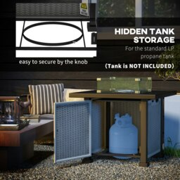 Rackhams Outdoor Propane Gas Fire Pit Table w/ Wind Screen & Glass Beads, Grey - Grey - Metal, Glass - 81cm x 81cm x 64cm - thumbnail 4