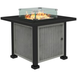 Rackhams Outdoor Propane Gas Fire Pit Table w/ Wind Screen & Glass Beads, Grey - Grey - Metal, Glass - 81cm x 81cm x 64cm - thumbnail 2