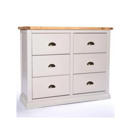 Rackhams Loreo 6 Drawer Chest of Drawers Brass Cup Handle - Light Grey - thumbnail 2