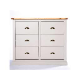 Rackhams Loreo 6 Drawer Chest of Drawers Brass Cup Handle - Light Grey - thumbnail 1