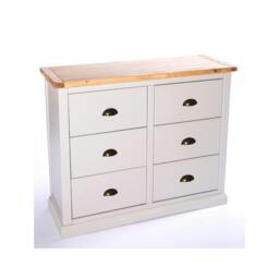 Rackhams Loreo 6 Drawer Chest of Drawers Brass Cup Handle - Light Grey - thumbnail 3