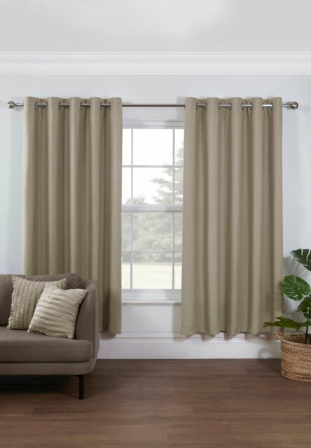 Rackhams Pure Washed Linen Lined Eyelet Curtains - Rose Gold - Width 167cm x Drop 182cm - Cream - image 1