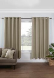 Rackhams Pure Washed Linen Lined Eyelet Curtains - Rose Gold - Width 167cm x Drop 182cm - Cream
