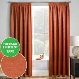 "Rackhams Orange Plain Thermal Room Darkening Energy Saving Tape Top Curtains For Living Rooms & Bedrooms - 46"" (117cm) Width x 90"" (229cm) Drop"