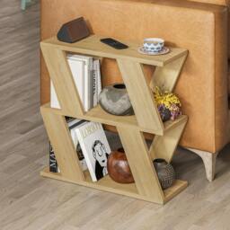 Rackhams Lazena Modern 3-Tier Side Table, Slim Particleboard End Table H55.4cm - Oak