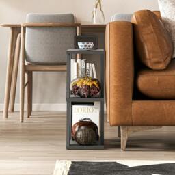 Rackhams Lazena Modern 3-Tier Side Table, Slim Particleboard End Table H55.4cm - Oak - thumbnail 5