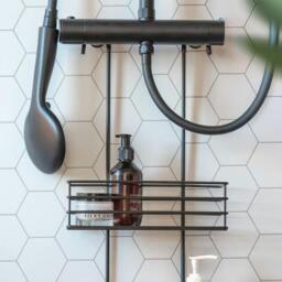 Rackhams Matt Black Stainless Steel Double Shower Basket for Shower Mixer - thumbnail 2