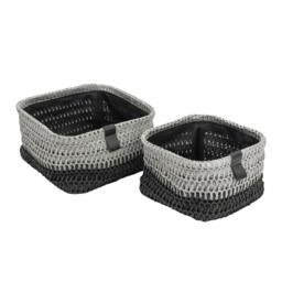 Rackhams Kenzi Square Fabric Storage Baskets for Home Organisation, Set of 2