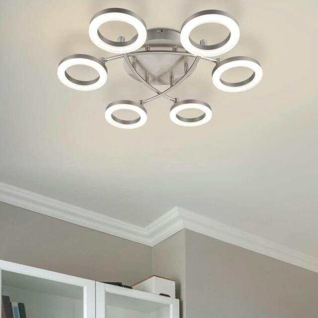 Rackhams Juni 6 Ring Integrated LED Ceiling Flush Light - Matt Nickel - image 1