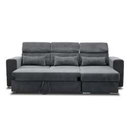 Rackhams Miami Grey Fabric Reversible Corner Sofa Bed With Storage and Headrests - thumbnail 3