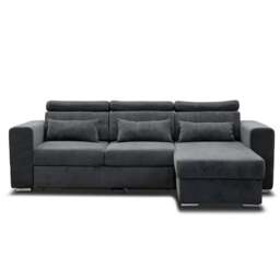Rackhams Miami Grey Fabric Reversible Corner Sofa Bed With Storage and Headrests - thumbnail 5