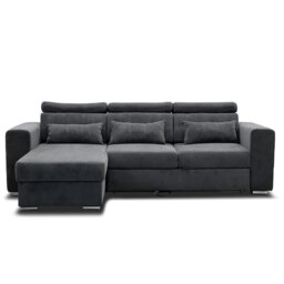 Rackhams Miami Grey Fabric Reversible Corner Sofa Bed With Storage and Headrests - thumbnail 6