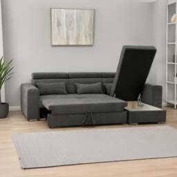 Rackhams Miami Grey Fabric Reversible Corner Sofa Bed With Storage and Headrests - thumbnail 1