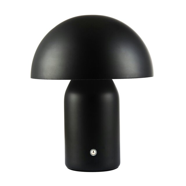 Rackhams Modern Rechargeable Mushroom Table Lamp in Mat Black with Touch Dimmer Button - image 1