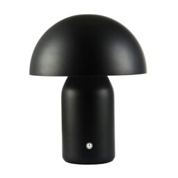 Rackhams Modern Rechargeable Mushroom Table Lamp in Mat Black with Touch Dimmer Button - thumbnail 1