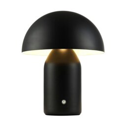 Rackhams Modern Rechargeable Mushroom Table Lamp in Mat Black with Touch Dimmer Button - thumbnail 2
